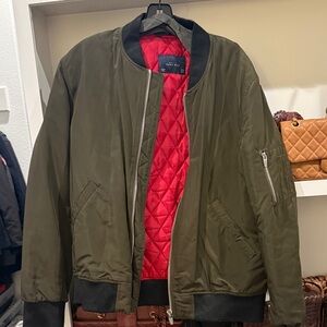 Zara Men's Olive Green Bomber Jacket